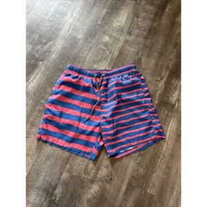Boardies Mens L Blue Pink Stripe 6" Swim Shorts Elastic Drawstring Waist Pockets